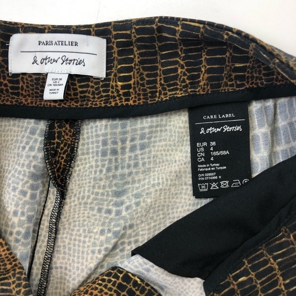 & other stories trouser pants animal print brown black kick flare Size 4 - Picture 2 of 12
